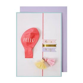 Meri Meri Pembe Hello Balon Tebrik Kartı