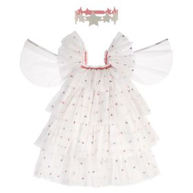 Meri Meri Sequin Tulle Angel Costume 3 4 Years Payetli Beyaz Elbise