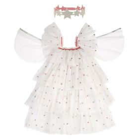 Meri Meri Sequin Tulle Angel Costume 3 4 Years Payetli Beyaz Elbise