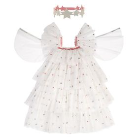 Meri Meri Sequin Tulle Angel Costume 3 4 Years Payetli Beyaz Elbise