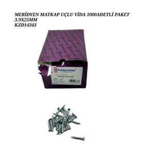 Meridyen 3.9x25 mm 1000 Adet Paket Yıldız Havşa Başlı Matkap Uçlu Vida