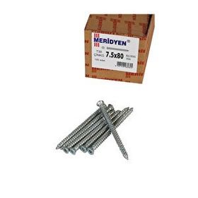 Meridyen 7.5x80 mm 100 Adet Paket PVC Buldex Vidası