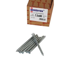 Meridyen 7.5x80 mm 100 Adet Paket PVC Buldex Vidası