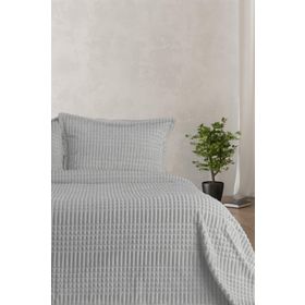 Merinos Modern Line 3 Parça Açık Gri Çift Kişilik Battaniye Set