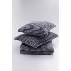 Merinos Modern Line 3 Parça Açık Gri Çift Kişilik Battaniye Set