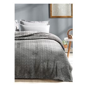 Merinos Modern Line Koyu Gri 150x200 cm 2 Parça Battaniye Seti