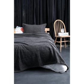 Merinos Modern Line Koyu Gri Tek Kişilik 2 Parça Battaniye Seti