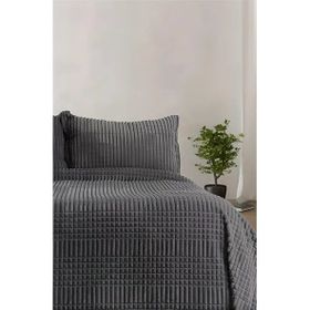 Merinos Modern Line Koyu Gri Tek Kişilik 2 Parça Battaniye Seti