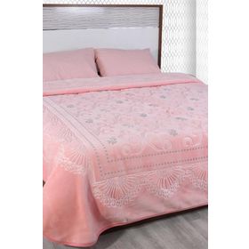 Merinos Pırıltı Çift Kişilik Embos Pudra Vizon Battaniye