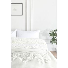 Merinos Pırıltı Embos Ekru Çift Kişilik Battaniye