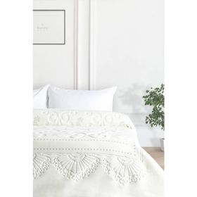 Merinos Pırıltı Embos Ekru Çift Kişilik Battaniye