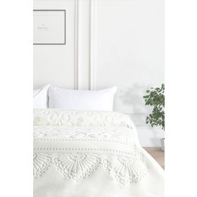 Merinos Pırıltı Embos Ekru Çift Kişilik Battaniye