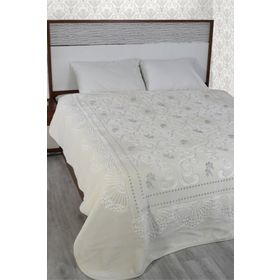 Merinos Pırıltı Embos Vizon Kemik Silver Çift Kişilik Gümüş Detaylı Battaniye