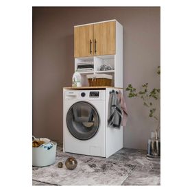 Merlin Mobilya Bone 2 Kapaklı 7 Bölmeli Çamaşır Makinesi Dolabı