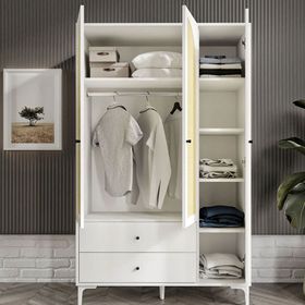 Merlin Mobilya Diamond 3 Kapakli 9 Bölmeli Dolap
