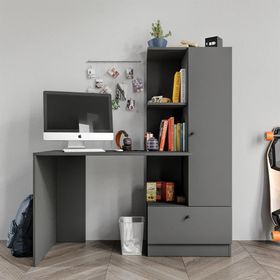 Merlin Mobilya Minör Antrasit Çalişma Masası ve Kitaplik