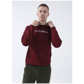 Merrell M23SEARCH Bordo Erkek Kapüşonlu Düz Sweatshirt