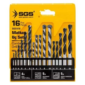 MertTools Ahşap-Metal-Beton 16 Parça Matkap Ucu Seti