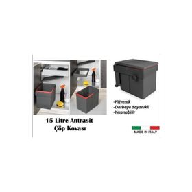 Metali Antrasit 15 Lt Dolap İçi Çöp Kovası