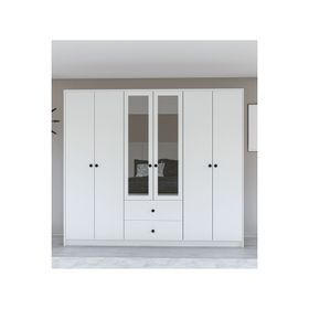 Metalia GM 036 Lüx 6 Kapı 2 Çekmeceli Düğme Kulplu Aynalı Gardırop