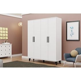 Metalia GM 050-A Hayal Ayaklı 4 Kapılı Siyah Kulplu Gardırop