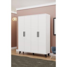 Metalia GM 050-A Hayal Ayaklı 4 Kapılı Siyah Kulplu Gardırop