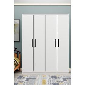 Metalia GM 057 Atlas 4 Kapılı Siyah Kulplu Aynasız Gardırop