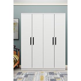 Metalia GM 057 Atlas 4 Kapılı Siyah Kulplu Aynasız Gardırop