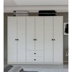 Metalia GM 069 Delüx 6 Kapı 2 Çekmeceli Düğme Kulplu Gardırop