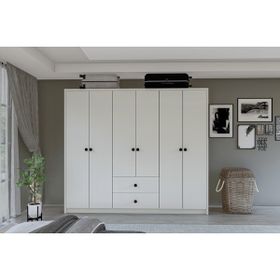 Metalia GM 069 Delüx 6 Kapı 2 Çekmeceli Düğme Kulplu Gardırop