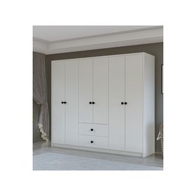 Metalia GM 069 Delüx 6 Kapı 2 Çekmeceli Düğme Kulplu Gardırop