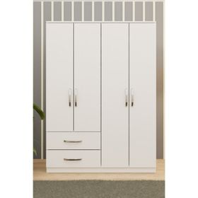 Metalia GM 080 Beyaz Dekor 4 Kapılı 2 Çekmeceli Gardırop