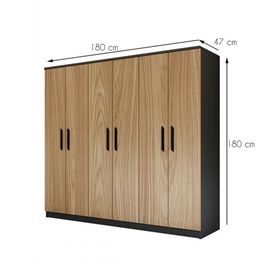 Metalia GM 087 6 Kapılı Aynasız Sonomo Antrasit Gri Siyah Kulplu Gardırop