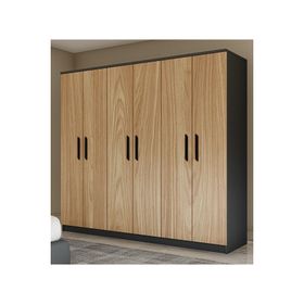 Metalia GM 087 Favorite 6 Kapılı Aynasız Sonomo Antrasit Gri Siyah Kulplu Gardırop