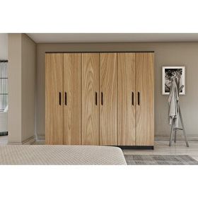 Metalia GM 087 Favorite 6 Kapılı Aynasız Sonomo Antrasit Gri Siyah Kulplu Gardırop