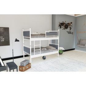 Metalia GM-128 Beyaz Antrasit Gri Star Ahşap Metal Ranza