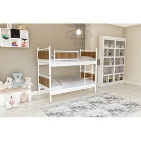 Metalia GM-128 Beyaz Ceviz Star Ahşap Metal Ranza