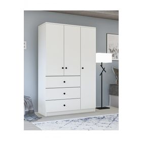 Metalia GM 308 Ece Lüx 3 Kapı 3 Çekmeceli Düğme Kulplu Gardırop