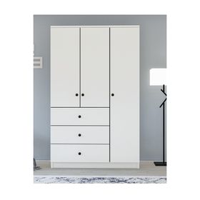 Metalia GM 308 Ece Lüx 3 Kapı 3 Çekmeceli Düğme Kulplu Gardırop