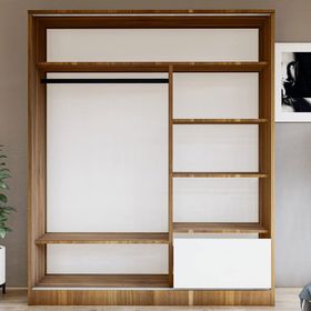 Metalia GM-345 Antrasit Sedef 2 Kapılı Sürgülü Aynalı Ceviz Gardrop