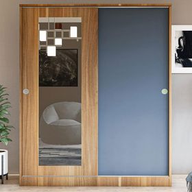 Metalia GM-345 Antrasit Sedef 2 Kapılı Sürgülü Aynalı Ceviz Gardrop