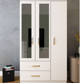 Metalia GM 851 Beyaz Aynalı 3 Kapı 2 Çekmeceli Gardırop
