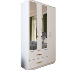 Metalia GM 851 Beyaz Aynalı 3 Kapı 2 Çekmeceli Gardırop