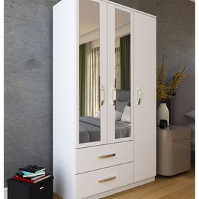 Metalia GM 851 Beyaz Aynalı 3 Kapı 2 Çekmeceli Gardırop