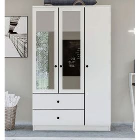 Metalia Gm 853 Home 3 Kapılı 2 Çekmeceli Düğme Kulplu Aynalı Gardırop