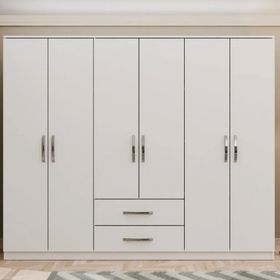 Metalia GM0066 Linda 6 Kapılı 2 Çekmeceli Beyaz Gardrop