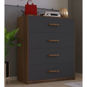 Metalia GM186 Antrasit Gri Almina 4 Çekmeceli Ceviz Şifonyer