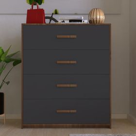 Metalia GM186 Antrasit Gri Almina 4 Çekmeceli Ceviz Şifonyer