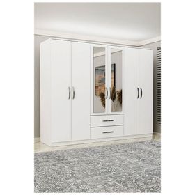 Metalia GM318 Delüx 6 Kapılı 2 Çekmeceli Aynalı Gardolap