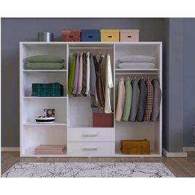Metalia GM319 Delüx 6 Kapılı 2 Çekmeceli Beyaz Gardolap